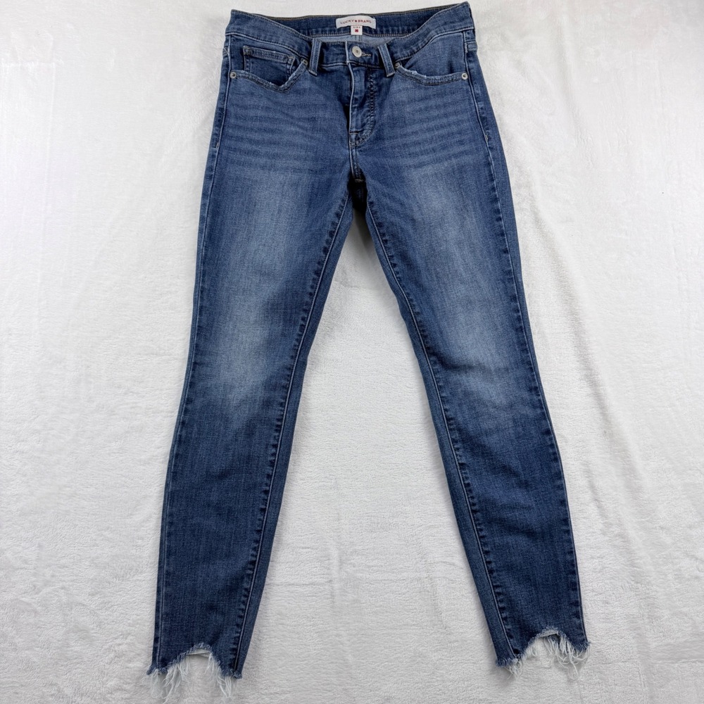 Lucky Brand Ava Mid Rise Skinny Jeans Distressed Step Hem Size 6/28 A